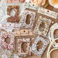 Hasthip 60Pcs Embossed Flower Lace Frame Scrapbook Paper, 6 Styles Hollowing Relief Flowers Vintage Paper Floral Window Frame Collage Paper Decorative Paper For Junk Journal Crafts Scrapbook