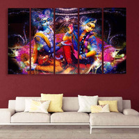 Casperme Multiple Frames Radha Krishna Wall Painting For Living Room, Bedroom, Hotels & Office Sparkle Matt Finish 7Mm Hard Wooden Board (50 X 30 Inches)
