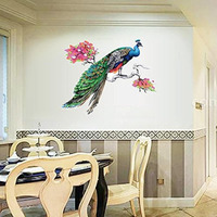 Jaamso Royals Large Peacock Feather Design Self Adhesive Vinyl Home Dcor Wallsticker For Hall Bed Room Living Room (60 Cm X 90 Cm)