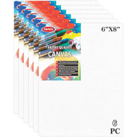 Variety Canvas 6 X 8 Inch Cotton Canvas Board For Painting, 7Oz Primed, Pack Of 6 Piece - White