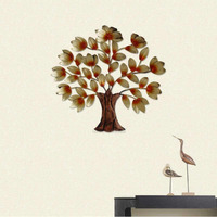Handicrafts Paradise Wrought Iron Decorative Tree Wall Art For Home Decor (Golden , 20.5 Inches)