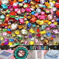 Diy Crafts 100 Pcs, Mix Sizes Color, Sew On Rhinestone Glass Crystals Acrylic Gems With Hole Silver Prong Setting Flatback Claw Mix Shape Mix Size For Diy Crafts Dress Clo(100 Pcs, Mix Sizes Color)