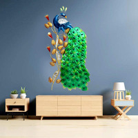 Aona Iron Peacock Sculpture Decorative Wall Art Hanging With Led Light- Multicolor, 48X 24 X 2.2 Inch