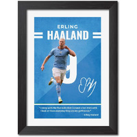Tenorarts Erling Haaland Poster City Quotes Laminated Photo Frame Painting With Matt Finish Black Textures (12 Inches X 9Inches)
