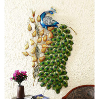 World Decor Led Peacock Metal Wall Decor - Medium - 6 Feet (Multicolor)