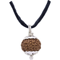 Shivaratna 10 Mukhi Rudraksha Made In Silver Metal Lab Certified (Origin - Java) Hand Picked Matured Rudraksha Bead