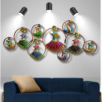 Rsn 9 Musicians Doll Circle With Led Light Metal Wall Art Wall Sculpture/Wall Hanging Home Decoration Perfect For Living Room/Bedroom/Drawing Room/Hotel/Restaurant (Size 58X25 Inch)
