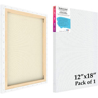 Eduway 12X18 Inches Pre Stretched Medium Grain 7Oz Primed Cotton Painting Canvas With Wooden Frame For Beginners & Artist | Suitable With Acrylic, Oil, Water Colours - (Set Of 1)`