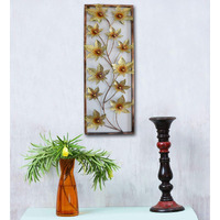 Collectible India Floral Metal Wall Mounted Sculpture Frame (37 X 12 Inch, Multicolour)