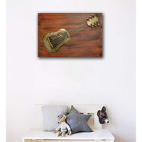 Collectible India Metal Wood Wall Mounted Art Sculpture (28 X 20 Inch, Golden & Brown)