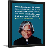 Chaka Chaundh - Abdul Kalam Motivational Quotes Frames For Wall - Apj Abdul Kalam Photo Frame  Abdul Kalam Quotes Wall Poster - (13.5 X 10.6 Inches) (Difficulties - Kalam - Blue)
