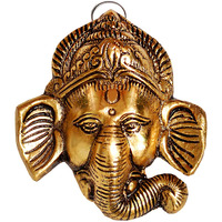 Aorn World Golden Metal Lord Ganesh Wall Hangings | Sculpture Lord Ganesh | Ganpati Decoration Items For Home & Office