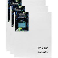 Eduway Canvas Board For Painting- (16X20) | Premium Quality 7Oz Pre-Primed Cotton Canvas Board For Artists & Beginners | Ideal For Acrylic, Oil, Gouache, Pastels Colors (Pack Of 3) (40X50 Cms).