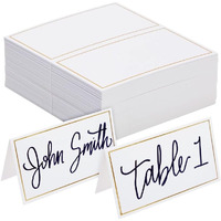 Hasthip 100Pcs Place Cards For Table Setting Name Cards Wedding Place Cards, Bifolding Minimalist Place Cards With Gold Foil Border For Wedding, Banquets, Events, Reserved Seating, Tent, 3.5 X 2 Inch