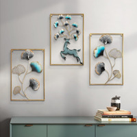 Home And Crafts Metal Multicolor Wall Decor Leaf Wall Hanging Decoration, Wall Art Frame Home Decor For Living Room Office Bedroom Hotel (16X24 Inch)