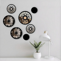 Vah- Kya Bat Hai !! 7 Black Mandala Mirror For Wall Decor, Glass Wall Decor, Wall Mirror Stickers Square, Mirrors Decor, Home Mirror For Wall Stickers For Living Room