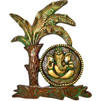 Two Moustaches Brass Ganesha Under Banana Tree Wall Hanging Showpiece | Home Decor |