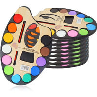 Patpat 10Pcs Artist Palette With Paint Brush 12-Color Water Based Paint Palette Beginners Artist Palette Safe And Non-Toxic Child Friendly Water Painting Palette Gift For Kids