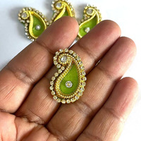 Adikala Paisley Shape Decorative Booty Embroidered Appliqu Patches For Goddess & Laddu Gopal Dress Creation, Art & Craft Diy, Clothes, Blouse, Embroidery Work Set Of 25 (Parrot Green)