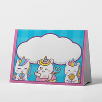 Festiko 6 Pcs Unicorn Themed Tent Style Food Tags, Food Tags And Place Cards For Food Decorations For Kid's Party, Unicorn Theme Place Cards For Table Setting, Unicorn Party Supplies