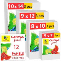 Home Buy Paint Canvases For Painting Multipack - 12 Pack Blank Canvas Panels - 5X7, 8X10, 9X12, 10X14 Inch (3 Each) - Cotton, Primed, Acid Free Art Canvas Boards For Painting Acrylic & Oil