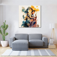 Cvanu Lord Ganesh Canvas Painting With Frame For Wall Art Decoration (24X24Inch) 202305-169
