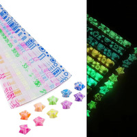 Hasthip 210Pcs Heart-Shaped Glow Star Origami Paper - 10 Assortment Color Star Paper Strip, 8.6" Heart Print Glossy Lucky Stars Decoration Paper Strips For Diy Hand Art Crafts Decor Gifts