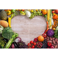Sticker Yard Waterproof Kitchen Veg And Fresh Fruits Wallpaper/Wall Sticker Multicolour - Kitchen Wall Coverings Area (60Cm X 46Cm)