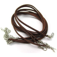 Omx Bulk Cord 10 Pieces, Suede Flat Leather 43Cm/17 Necklace Chain For Pendants Bracelet And Jewelry Charms Making. Thickness Leather Is 3X1.4Mm (Brown)