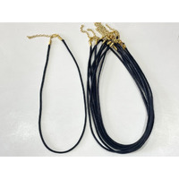 Omx 2.5Mm Thick Waxed Cotton Necklace, 10 Pc, Chain With Lobster Claw Clasp For Pendants And Jewelry Charms Making. (17 Inch / 43 Cm Long, Black Colour With Golden Metal)