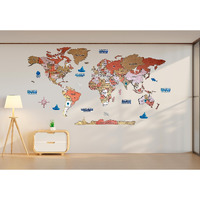 Elk Wooden 3D World Map Wall Decor - All Country Name States And Capitals - Perfect Home Wall Decor For Travel Enthusiasts