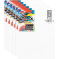 Variety 9 X 12 Inch Cotton Canvas Board For Painting, 7Oz Primed, Pack Of 6 Piece