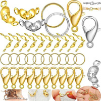 Diy Crafts 50 Gram, Antique Bronze, Jewelry Making Accessories Set Bead Tips Knot Covers Open Jump Ring Connectors And Lobster Claw Clasps For Diy Jewelry (50 Gram, Antique Bronze)