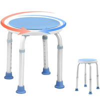 Veayva Shower Bath Bench Stool 360 Degree Rotating Medical Tool-Free Assembly Adjustable Swivel | Anti-Slip Rubber Tips For Safety And Stability