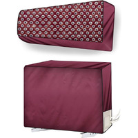 Stylista Ac Cover Set Of Indoor And Outdoor Unit For 2 Ton Capacity Symmetric Pattern Red
