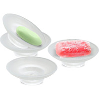 Pure Source India Glass Soap Dish | Sabundani | Soap Holder | For Bathroom Or Kitchen, Set Of 4 (3.25 Inch)