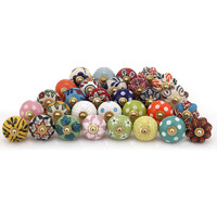 Rococo Ceramic Multicolour Vintage Blue Pottery Drawer Handle For Kitchen Cabinets Home - Set Of 30 Knobs