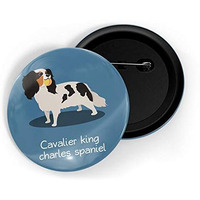 Dhcrafts Pin Badges Blue Color Cavalier King Charles Spaniel Pet Dog Glossy Finish Design Pack Of 1