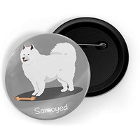 Dhcrafts Pin Badges Grey Color Samoyed Pet Dog Glossy Finish Design Pack Of 1