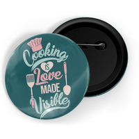 Dhcrafts Pin Badges Blue Food Lovers Cooking Is Love Made Visible Glossy Finish Design Pack Of 1