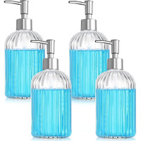 Luximal 4-Pack Glass Soap Dispenser Set (400Ml Each) | Refillable Handwash & Sanitizer Bottle With Abs Pump For Bathroom, Kitchen, Sink & Wash Basin