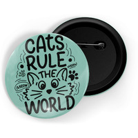 Dhcrafts Green Color Pin Badges Quotes Cat Rules The World D2 Glossy Finish Design Pack Of 1