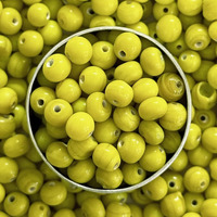 Embroiderymaterial Round Ceramic Glass Beads (Moti) For Jewellery Making, Bracelet Making, Craft, Embroidery Work, Mala Making, Toran Making (Lemon Yellow Color, 100 Gram, 3 To 5 Mm)