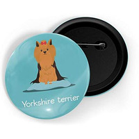 Dhcrafts Pin Badges Blue Color Yorkshire Terrier Pet Dog Glossy Finish Design Pack Of 1