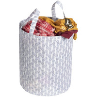 Homestrap Printed Round Foldable 43 Ltrs Laundry Bag With Handle (White)(Featured On Shark Tank) ,Polypropylene