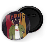 Dhcrafts Black Color Pin Badges Quotes Mr Pug Glossy Finish Design Pack Of 1
