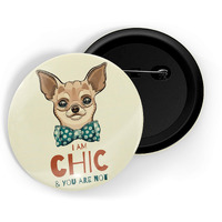 Dhcrafts Yellow Color Pin Badges Quotes I Am Chic & You Are Not Glossy Finish Design Pack Of 1