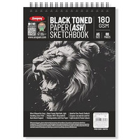 Anupam Ash Black Toned Sketch Book A5 Size Spiral Binding Drawing Notebook 140Gsm For Sketching & Drawing With Pen Pencil Charcoal Pastel & Wax Crayon For Artist's & Amateurs (80 Pages / 40 Sheets)
