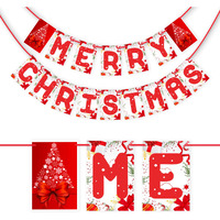 Wobbox Christmas Decoration Bunting Banner, Merry Christmas Red & White Snow & Christmas Decorations Items, Christmas Decorations