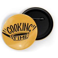 Dhcrafts Pin Badges Yellow Food Lovers Cooking Time Glossy Finish Design Pack Of 1
